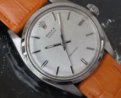 ROLEX 6426 OYSTERDATE PRECISION MANUAL SILVER GRAY PLASTIC LEATHER MEN'S USED
