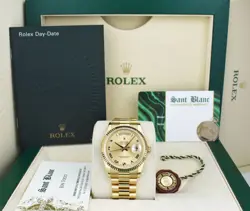 ROLEX REHAUT 18KT GOLD DAY DATE PRESIDENT CHAMPAGNE GOLD ROMAN 118238 SANT BLANC