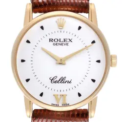 ROLEX CELLINI CLASSIC YELLOW GOLD SILVER DIAL MANUAL MENS WATCH 5116