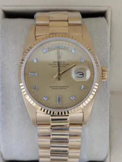 1979 ROLEX DAY-DATE 18038 CHAMPAGNE DIAMOND DIAL 18KT PRESIDENT NO PAPERS 36MM