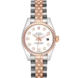 ROLEX DATEJUST STEEL ROSE GOLD DIAMOND DIAL LADIES WATCH 179171 BOX CARD