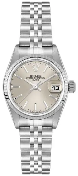 ROLEX OYSTER PERPETUAL 26MM SILVER DIAL DATE LADIES STAINLESS STEEL WATCH 6924