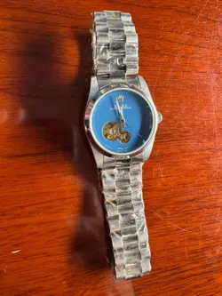 ROLEX - CUSTOM - OYSTER PERPETUAL - BLUE OYSTERSTEEL BRACELET WITH SILVER BEZEL