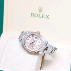 ROLEX 26MM 18K HALF ROSE GOLD PINK DIAMONDS DIAL DATEJUST REF: 179161 (2006)