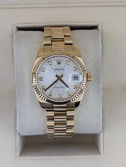 ROLEX DATEJUST MIDSIZE 178278 SILVER JUBILEE DIAMOND DIAL 18KT PRESIDENT 31MM