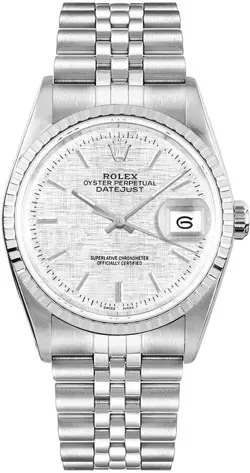ROLEX DATEJUST 36MM STAINLESS STEEL JUBILEE SILVER DIAL AUTOMATIC WATCH 16030