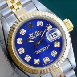 ROLEX DATEJUST LADIES 26MM TWO-TONE BLUE GENUINE DIAMOND DIAL JUBILEE BAND WATCH