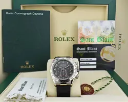 ROLEX REHAUT 18KT WHITE GOLD DAYTONA GRAY ARABIC DIAL 116519 SANT BLANC