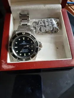 ROLEX SUBMARINER 16610 DATE STEEL 40MM WATCH WHITE MOP EMERALD DIAL BLACK BEZEL