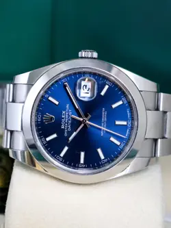 ROLEX DATEJUST 41 126300 BLUE STICK FULL SET