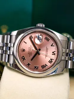 ROLEX DATEJUST 36 116200 PINK DIAL JUBILEE (HIDDEN CLASP) FULL SET