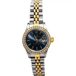 ROLEX 18K GOLD STAINLESS STEEL DATEJUST .75CT DIAMOND BEZEL LADIES WATCH