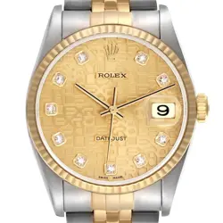 ROLEX DATEJUST 36 STEEL YELLOW GOLD ANNIVERSARY DIAMOND MENS WATCH 16233