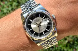 ROLEX DATEJUST 36MM BLACK TUXEDO DIAL SUPER JUBILEE BRACELET 116234 WATCH