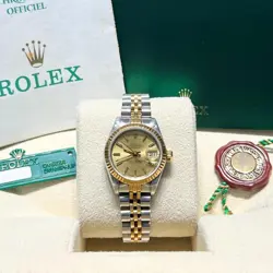 ROLEX 69173 LADY-DATEJUST 26MM STEEL YELLOW GOLD CHAMPAGNE DIAL JUBILEE 1989
