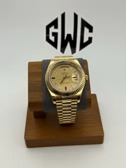 ROLEX DAY-DATE II 218238 41MM DIAMOND & RUBY DIAL YELLOW GOLD WATCH