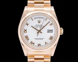 ROLEX DAY-DATE PRESIDENT 118205 18K ROSE GOLD WHITE ROMAN DIAL