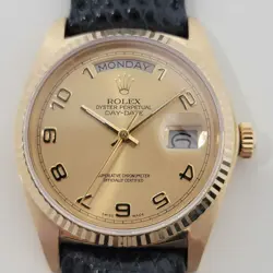 ROLEX DAY DATE 18038 MENS PRESIDENT 18K SOLID GOLD AUTOMATIC W BOX 1970S RA540