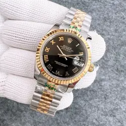ROLEX DATEJUST 16013 36MM BLACK ROMAN DIAL WITH TWO TONE JUBILEE BRACELET
