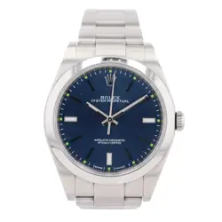ROLEX OYSTER PERPETUAL 39MM BLUE DIAL AUTOMATIC STAINLESS STEEL MEN'S WRISTWATCH