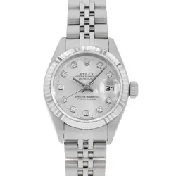 ROLEX DATEJUST 10P DIAMOND 69174G SILVER U NUMBER SECOND HAND WOMEN