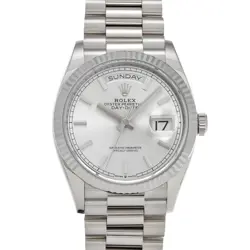 ROLEX DAY-DATE 36 128239 SILVER WATCH 674756