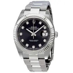 ROLEX OYSTER PERPETUAL DATEJUST BLACK DIAMOND DIAL MEN'S WATCH 126334BKDO