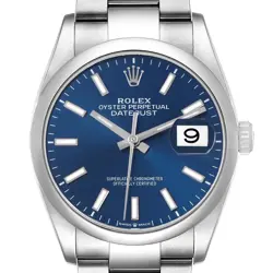 ROLEX DATEJUST 36 BLUE DIAL STEEL AUTOMATIC MENS WATCH 126200 BOX CARD