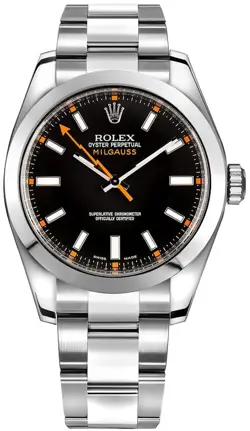 ROLEX MILGAUSS 40MM MEN'S BLACK LIGHTNING DIAL STEEL OYSTER WATCH 116400-0001