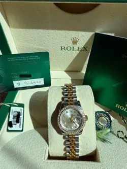 ROLEX DATEJUST STEEL YELLOW GOLD DIAMOND AUTOMATIC LADIES WATCH 179383