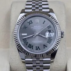 2024 PAPERS ROLEX DATEJUST 41MM WIMBLEDON FLUTED JUBILEE STEEL WATCH 126334 BOX