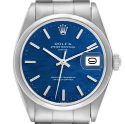 ROLEX DATE BLUE BRICK DIAL VINTAGE STEEL AUTOMATIC MENS WATCH 1500