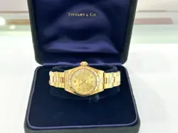 ROLEX 18K YELLOW GOLD OYSTER PERPETUAL TIFFANY & COMPANY DIAL W/BOX 6719