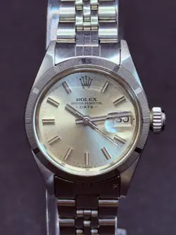 ROLEX  6919 OYSTER PERPETUAL DATE LADIES 25MM SILVER DIAL AUTO WATCH