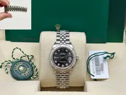 ROLEX LADIES DATEJUST 279174 28MM DARK GREY DIAMOND DIAL STEEL 18K WHITE GOLD