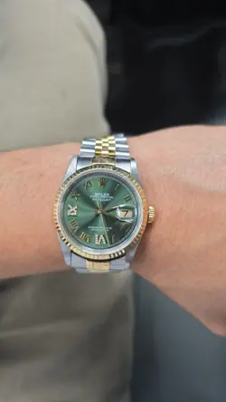 ROLEX DATEJUST 36MM TWO-TONE JUBILEE 18K GOLD WATCH 1990S REF 16233