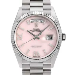 ROLEX DAY-DATE 36 PAVé DIAMOND INDEX VI/IX ROMAN 128239 PINK OPAL RANDOM NU...