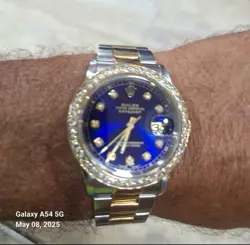 ROLEX MENS DATEJUST STEEL WATCH BLUE DIAL DIAMOND BEZEL 36MM OYSTER 1.80CTW