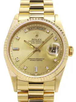 ROLEX DAY-DATE DIAMOND 18238A W MEN AUTOMATIC #T011