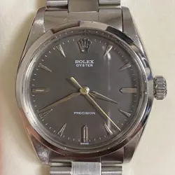 ROLEX 6422 OYSTER PRECISION 1951 HAND-WOUND GRAY DIAL VINTAGE WATCH