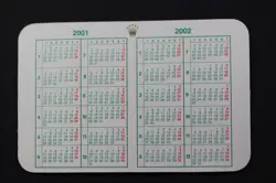 ROLEX - CALENDRIER VERT / GREEN CALENDAR - 2001-2002 - 10 X 6.5CM
