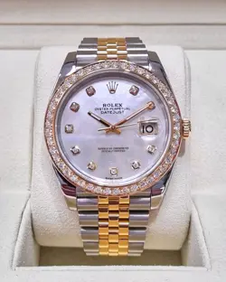 ROLEX DATEJUST AUTOMATIC FACTORY MOTHER OF PEARL 41MM DIAMOND BEZEL 126333