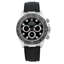 ROLEX COSMOGRAPH DAYTONA 18K WHITE GOLD BLACK DIAMOND DIAL WATCH 116519LN