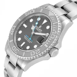 Rolex Yachtmaster 37 Midsize Steel Platinum Bezel Mens Watch 268622