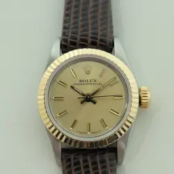 Rolex Oyster Perpetual 67193 18k 25mm Gold SS Lady Automatic 1980s Luxury RA457