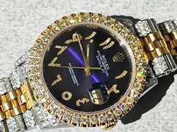 ROLEX 16233 ICED OUT FULLY SERVICED 36MM BLUE ARABIC DIAL !!!