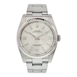 ROLEX OYSTER PERPETUAL STAINLESS STEEL SILVER DIAL 36MM AUTOMATIC MENS 116034