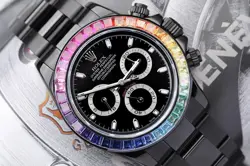 Rolex Cosmograph Daytona Black PVD/DLC Coated Watch Black Dial Rainbow Bezel