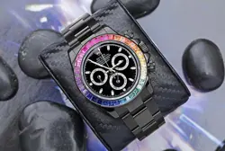 Rolex Cosmograph Daytona Black PVD/DLC Coated Watch Black Dial Rainbow Bezel