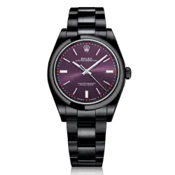 ROLEX OYSTER PERPETUAL GRAPE DIAL BLACK PVD/DLC COATED STAINLESS STEEL WATCH